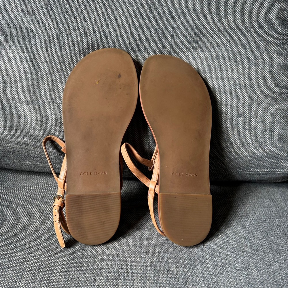 Cole Haan Grand 360 Tan Leather Flat Thong Ankle Strap Sandals
Womens 7.5B - Picture 2 of 6